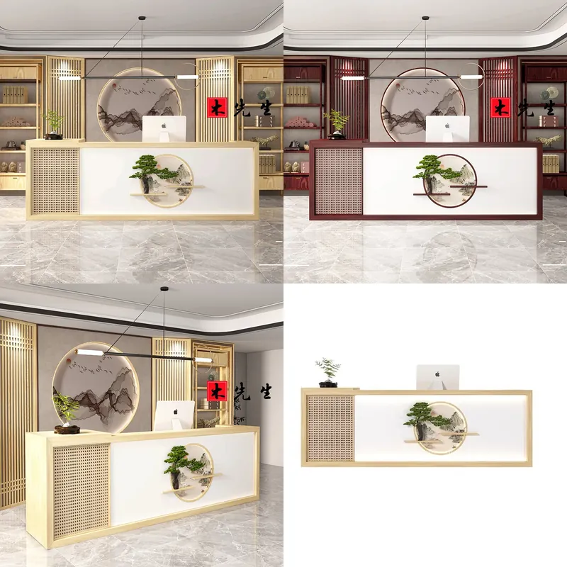Spa Wellness Hotel - Massivholz-Empfangstheke im Neuen Chinesischen Stil für