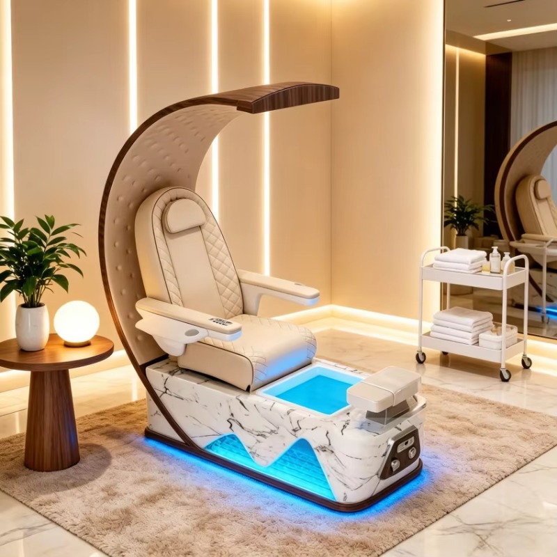 Spa Wellness Hotel - Luxuriöser Elektrischer Pediküre-Massagestuhl Moderner Leder-Spa-Fußpflegestuhl mit